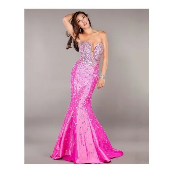 Jovani 944 Prom Dress Pageant Gala Mermaid Long Gown Fuchsia - Picture 1 of 7